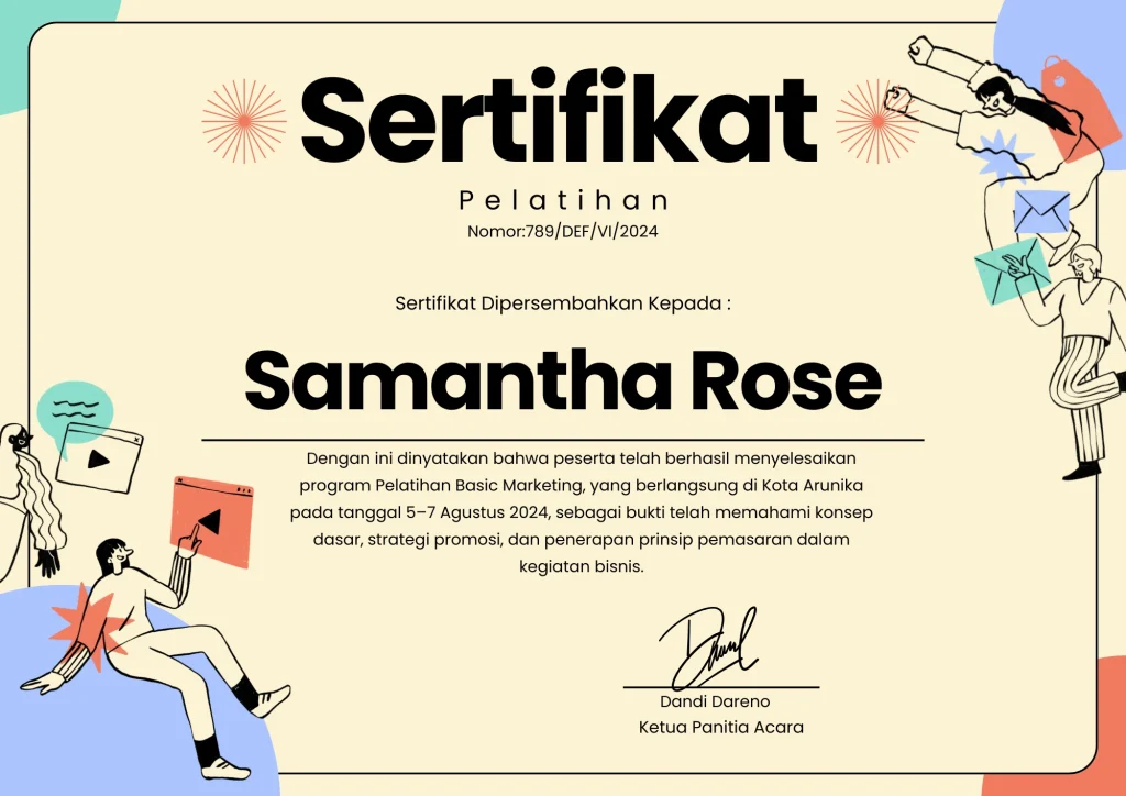 Sertifikat Pelatihan Basic Marketing