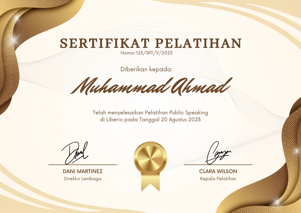 Sertifikat Pelatihan Public Speaking