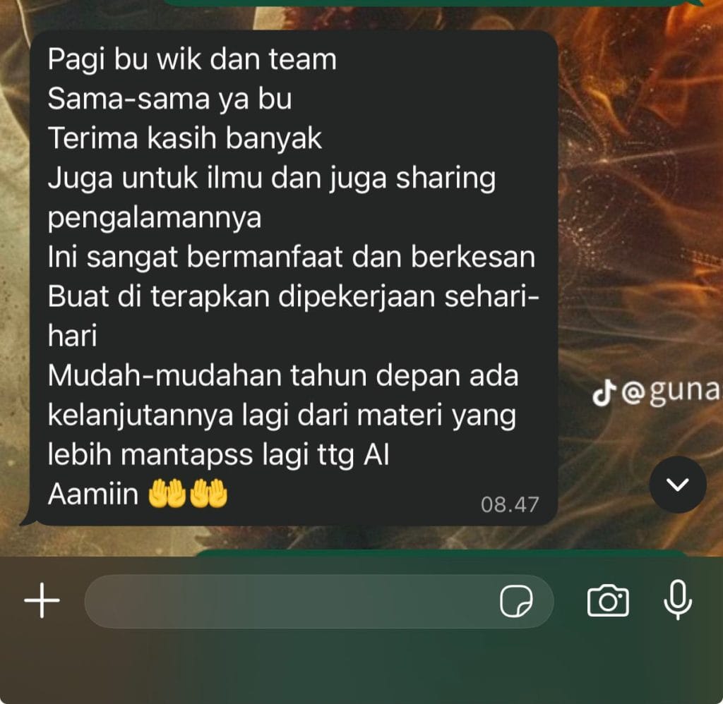 Testimoni Peserta Pelatihan Penerapan AI untuk Proses Data